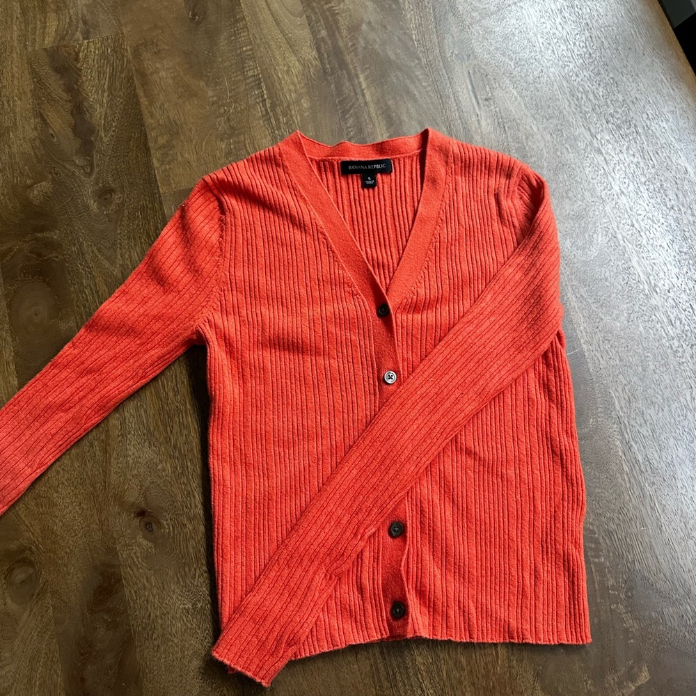 Banana Republic merino wool button down cardigan - coral